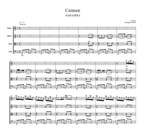 Product picture Bizet Habanera from Carmen, for string quartet, CB102