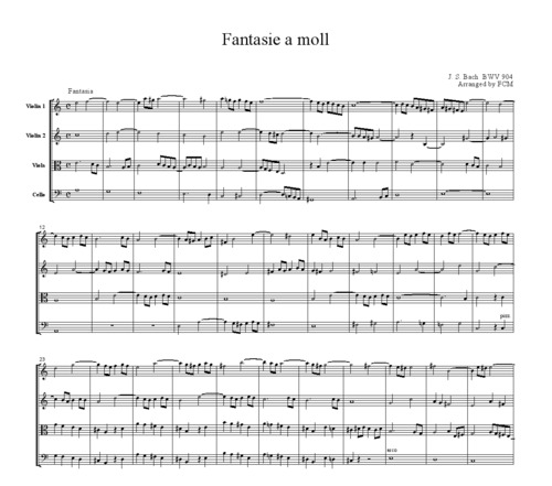 Product picture Bach Fantasie in a moll, BWV904, for string quartet, CB206