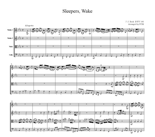 Product picture Bach Sleepers, Wake from BWV140, for string quartet, CB208