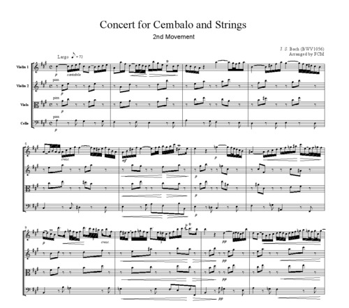 Product picture Bach Concerto for Cembalo and Strings, 2nd mvt., BWV1056