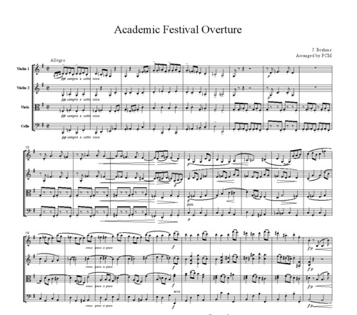 Product picture Brahms Academic Festival Overture, for string quartet, CB301