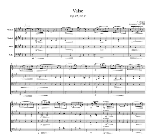 Product picture Chopin Valse OP.72, No.2, for string quartet, CC002