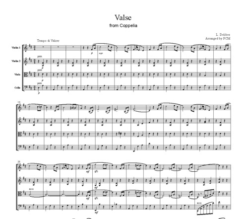 Product picture Delibes Valse from Coppelia, for string quartet, CD101