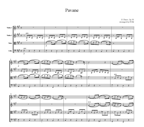 Product picture Faure Pavane, for string quartet, CF101