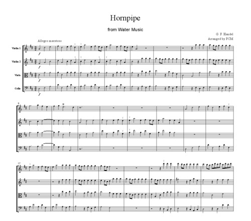 Product picture Handel Hornpipe from Water Music, for string quartet, CH101