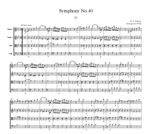 Product picture Mozart Symphony No.40, 4th mvt., for string quartet, CM004