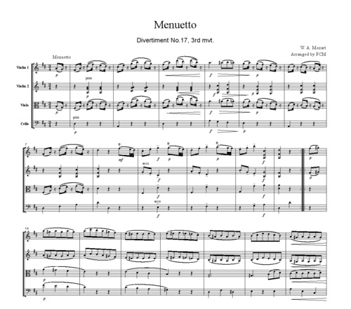 Product picture Mozart Menuetto (Divertiment No.17, 3rd mvt.), CM008