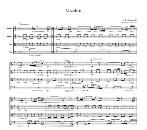 Product picture Rachmaninoff Vocalise, for string quartet, CR201