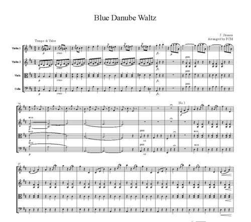 Product picture J.Strauss Blue Danube Waltz, for string quartet, CS104