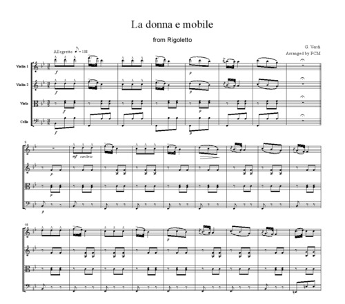 Product picture Verdi La donna e mobile from Rigoletto, CV004