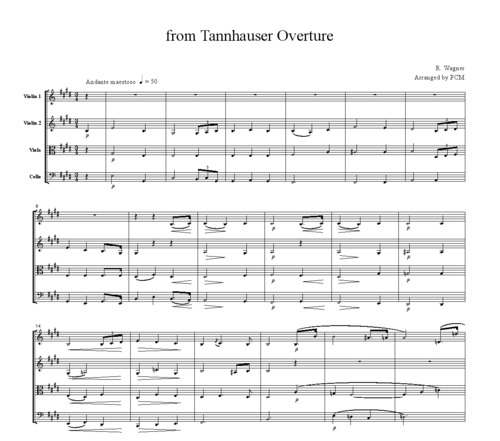Product picture Wagner from Tannhauser Overture, for string quartet, CW002