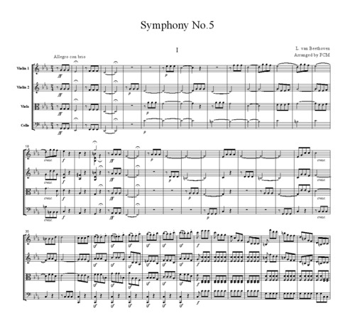 Product picture Beethoven Symphony No.5, 1st mvt., for string quartet, CB011