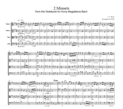 Product picture Bach 2 Minuets from the Notebook for Anna Magdalena Bach