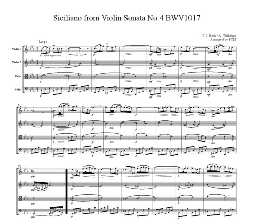 Product picture Bach Siciliano from Violin Sonata No.4 BWV1017, CB229