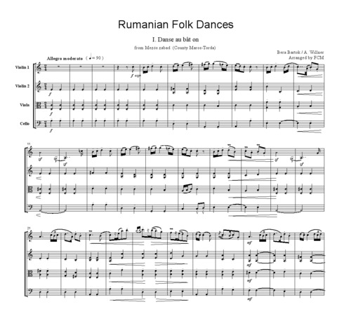 Product picture Bartok Rumanian Folk Dances, for string quartet, CB601