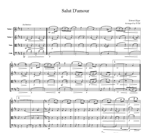 Product picture Elgar Salut Damour, for string quartet, CE002