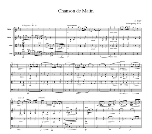 Product picture Elgar Chanson de Matin, for string quartet, CE003