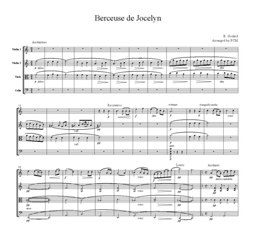 Product picture Godard Berceuse de Jocelyn, for string quartet, CG401