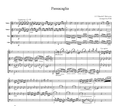 Product picture Handel/Halvolsen Passacaglia, for string quartet, CH108