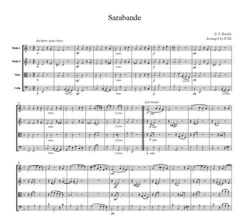 Product picture Handel Sarabande, for string quartet, CH109
