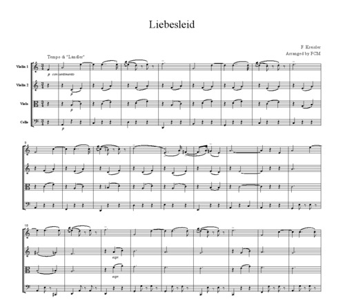 Product picture Kreisler Liebesleid, for string quartet, CK002