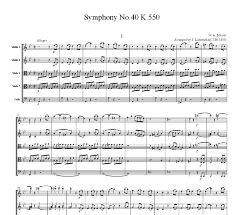 Product picture Mozart Symphony No.40, all mvts., for string quintet, CM091