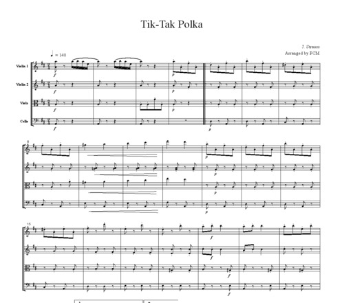 Product picture J.Strauss Tik-Tak Polka, for string quartet, CS110