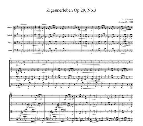 Product picture Schumann Zigeunerleben Op.29, No.3,for string quartet, CS502