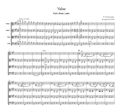 Product picture Tchaikowsky Waltz from Swan Lake, for string quartet, CT007