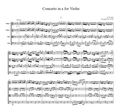 Product picture Vivaldi Concerto in a for Violin, all mvts.