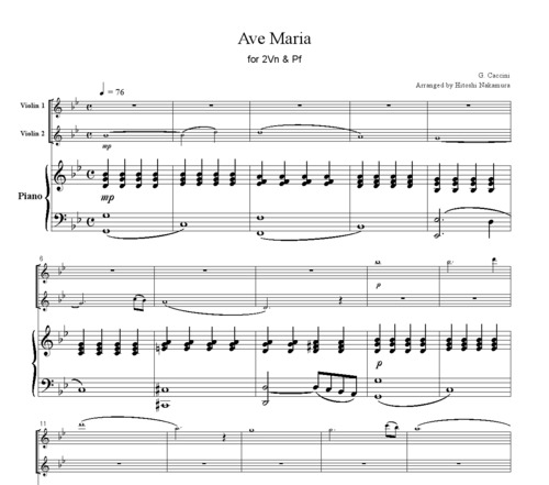 Product picture Caccini Ave Maria, for 2 violins & piano, PC001