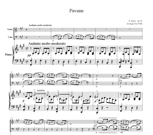 Product picture Faure  Pavane, for piano trio, PF001