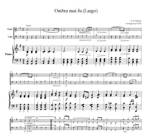 Product picture Handel  Ombra mai fu (Largo), for piano trio, PH101