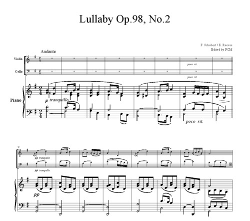 Product picture Schubert  Lullaby Op.98, No.2, for piano trio, PS102
