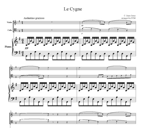 Product picture Saint-Saens Le Cygne, for piano trio, PS201