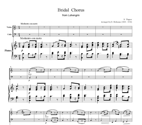 Product picture Wagner Bridal Chorus from Lohengrin, for piano trio, PW001