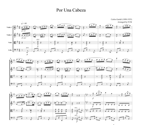 Product picture Tango Por Una Cabeza, for string quartet, TA007
