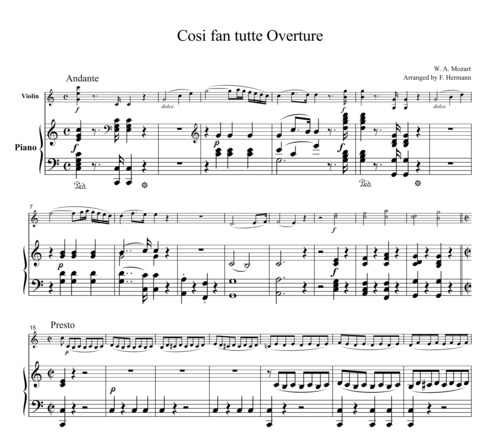 Product picture Mozart  Cosi fan tutte Overture, for violin & piano, VM005
