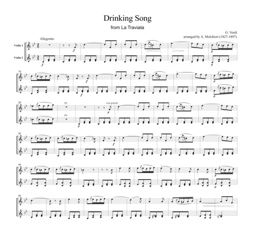 Product picture Verdi  Brindisi from La Traviata, for 2 Violins, VN208