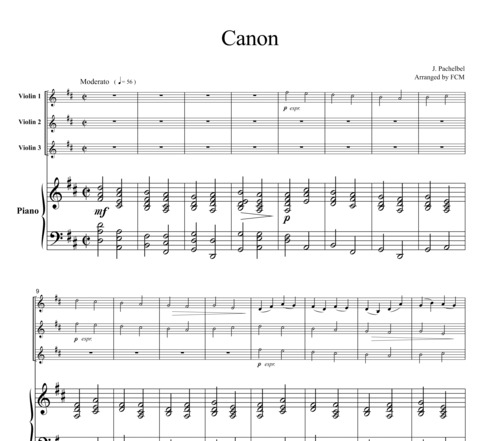 Product picture Pachelbel  Canon, for 3 violins & piano, VN304