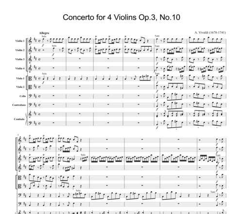 Product picture Vivaldi Concerto for 4 Violins Op.3, No.10, SV005