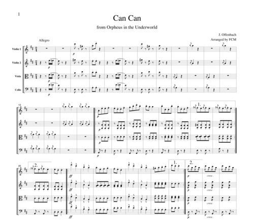 Product picture Offenbach Can Can, for string quartet, CO001 