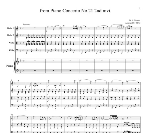 Product picture Mozart from Piano Concerto No.21 2nd mvt., PM902