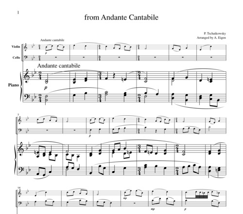Product picture Tschaikowsky from Andante Cantabile, for piano trio, PT002