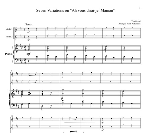 Product picture Seven Variations on Ah vous dirai-je, Maman, VN209