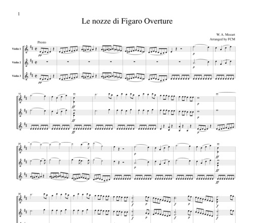 Product picture Mozart Le nozze di Figaro Overture,　for 3Violins, VN305