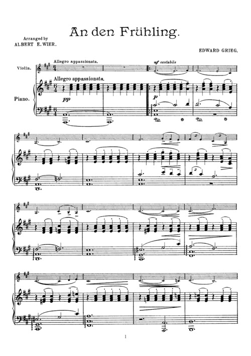Product picture Grieg An den fruhling (To Spring), for Violin & Piano, VN002