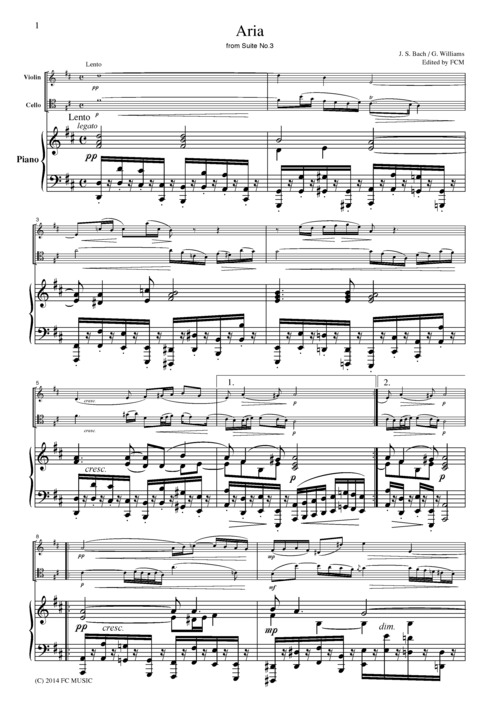 Product picture J.S.Bach Aria from Suite No.3, for piano trio, PB006