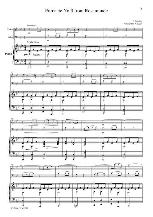 Product picture Entr acte No.3 from Rosamunde, for piano trio, PS103