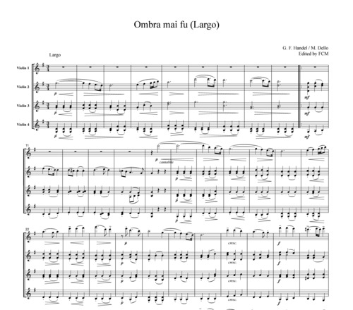 Product picture Handel Ombra mai fu (Largo), for 4 Violins, VN404
